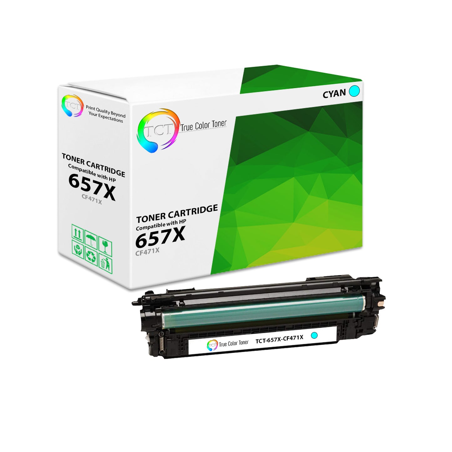 TCT Compatible High Yield Toner Cartridge Replacement for the HP 657X Series - 1 Pack Cyan