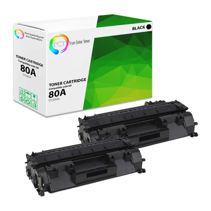 TCT Compatible Toner Cartridge Replacement for the HP 80A Series - 2 Pack Black