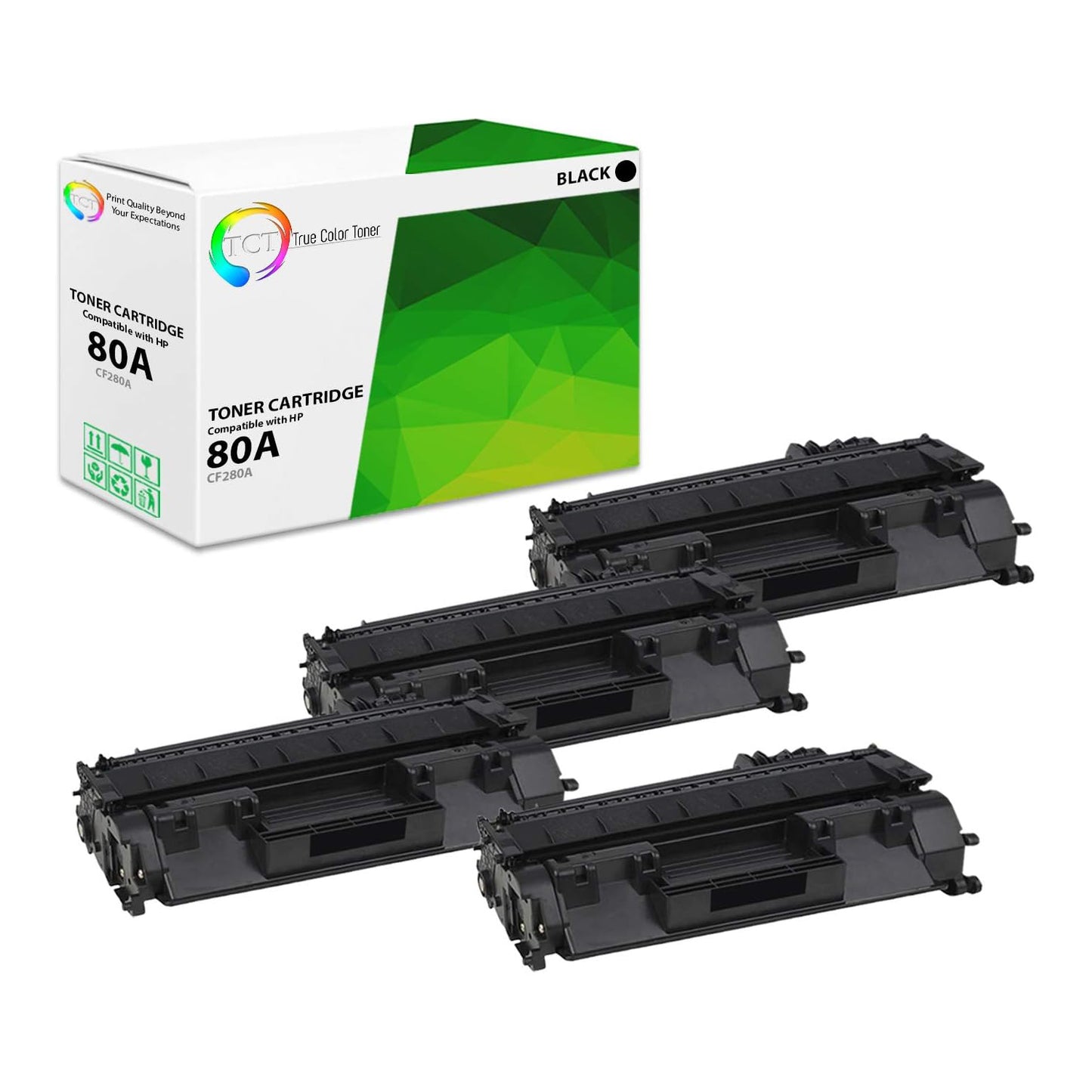 TCT Compatible Toner Cartridge Replacement for the HP 80A Series - 4 Pack Black