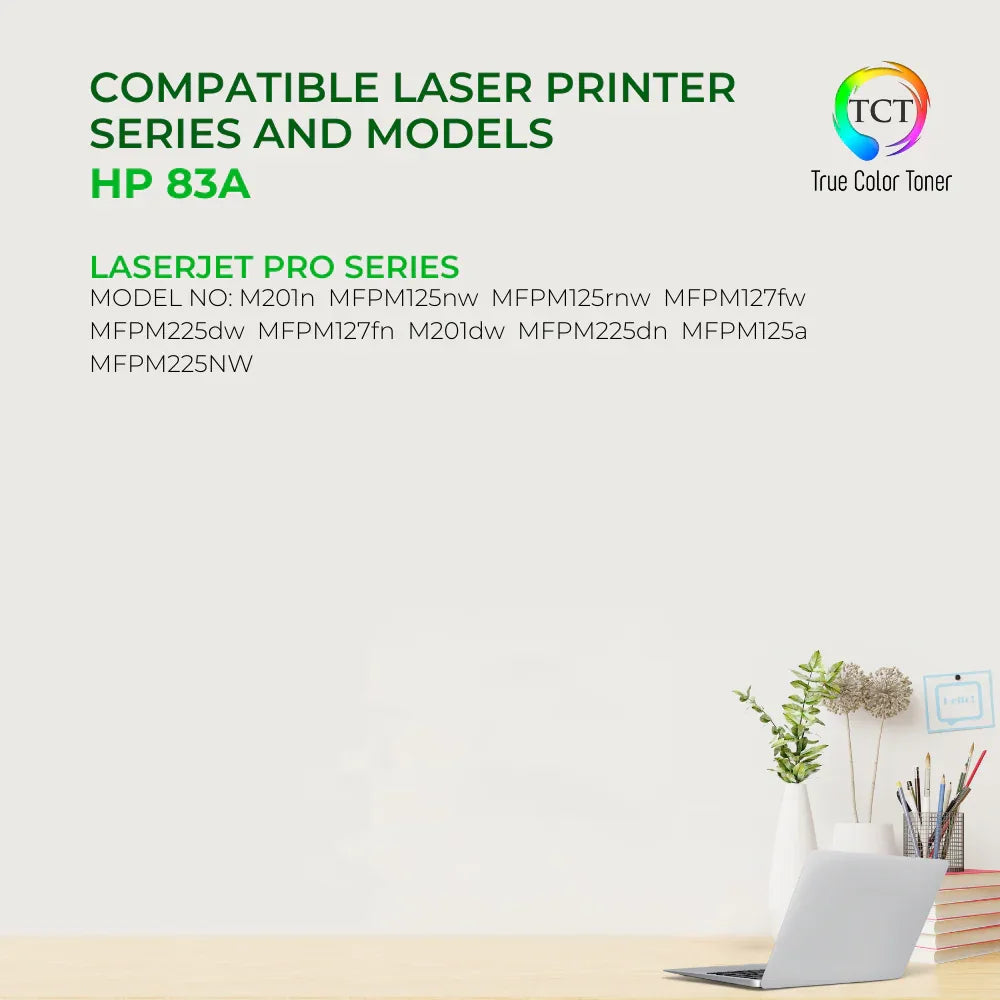 TCT 83A Toner Cartridge - Premium Compatible Replacement for HP 83A CF283A Black - True Color Toner