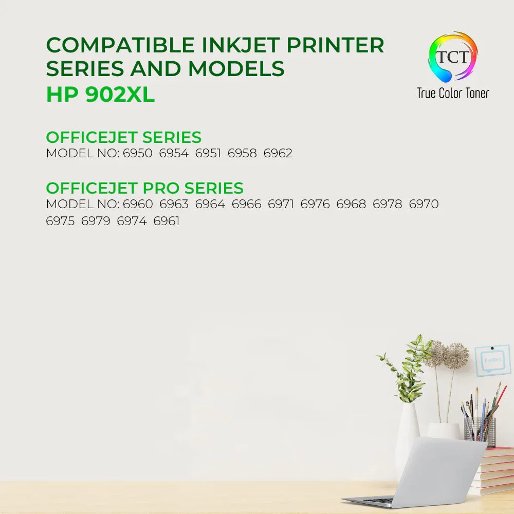 TCT 902XL Ink Cartridge 4 Pack - Premium Compatible Replacement for HP 902XL 902 XL - True Color Toner