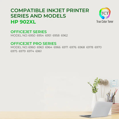 TCT 902XL Ink Cartridge 4 Pack - Premium Compatible Replacement for HP 902XL 902 XL - True Color Toner