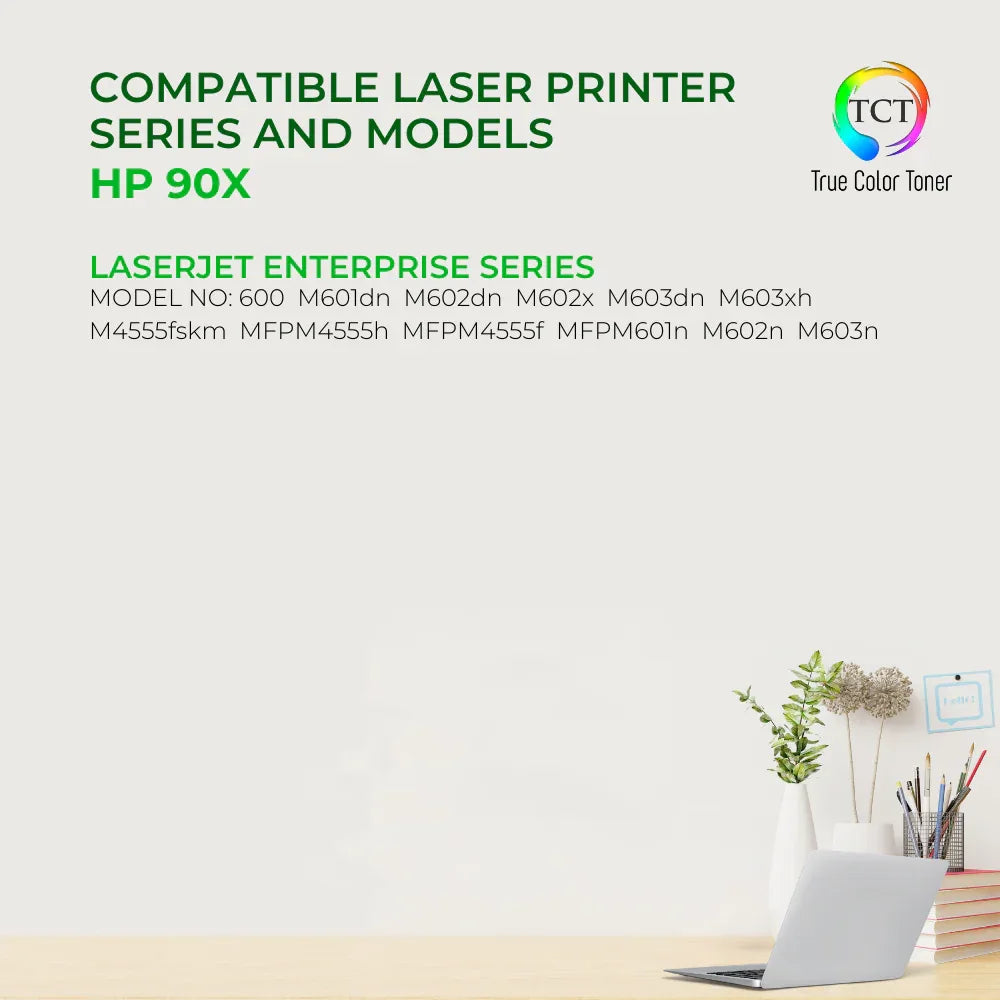 TCT 90X Toner Cartridge - TAA Compliant Compatible Replacement for HP 90X CE390X Black High Yield - True Color Toner