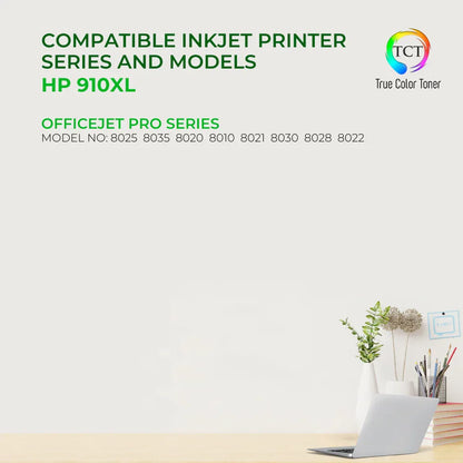 TCT 910XL Ink Cartridge 4 Pack - Premium Compatible Replacement for HP 910XL High Yield - True Color Toner