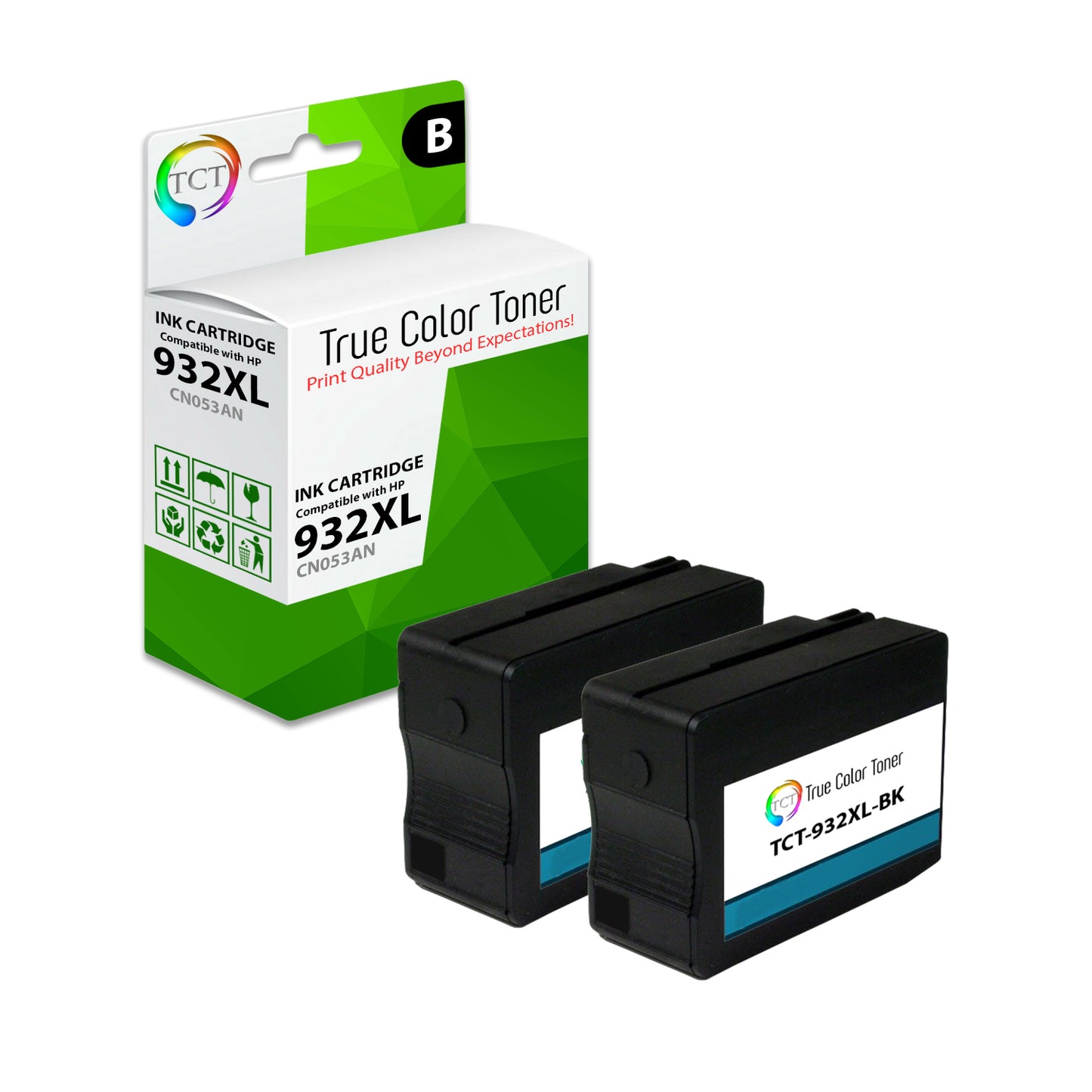 TCT Compatible Ink Cartridge Replacement for the HP 932XL Series - 2 Pack Black