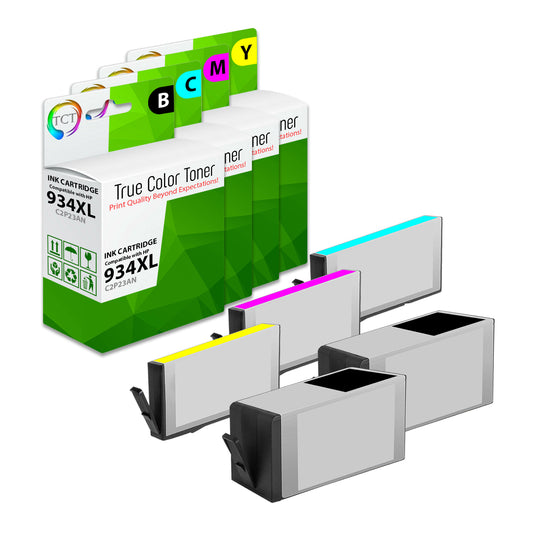 TCT Compatible Ink Cartridge Replacement for the HP 934XL Series - 5 Pack (B, C, M, Y)
