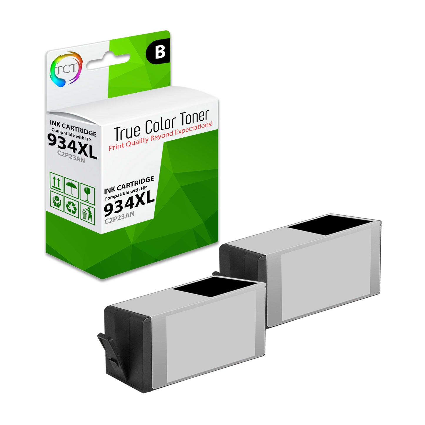 TCT Compatible Ink Cartridge Replacement for the HP 934XL Series - 2 Pack Black