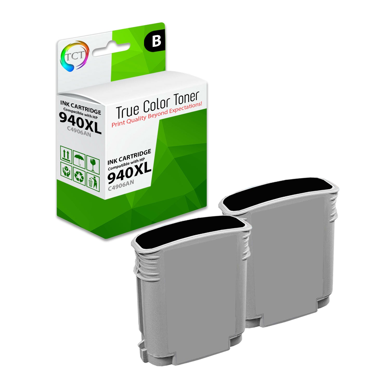 TCT Compatible Ink Cartridge Replacement for the HP 940XL Series - 2 Pack Black
