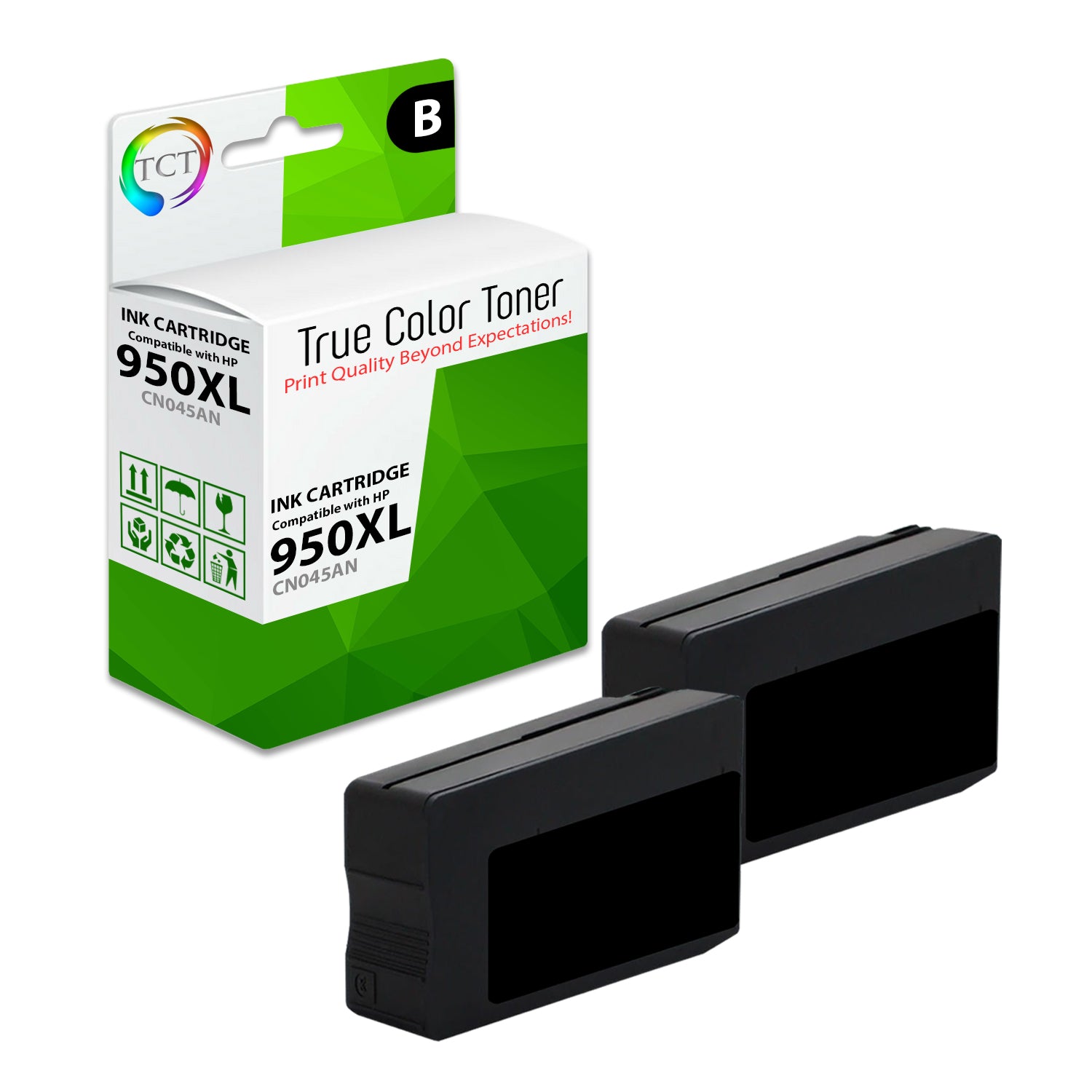 TCT Compatible Ink Cartridge Replacement for the HP 950XL Series - 2 Pack Black