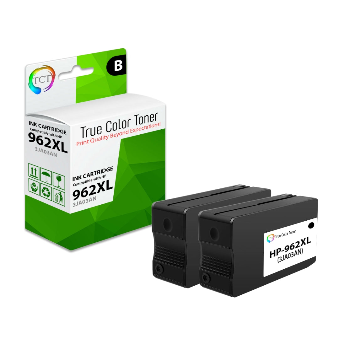 TCT Compatible High Yield Ink Cartridge Replacement for the HP 962XL Series - 2 Pack Black