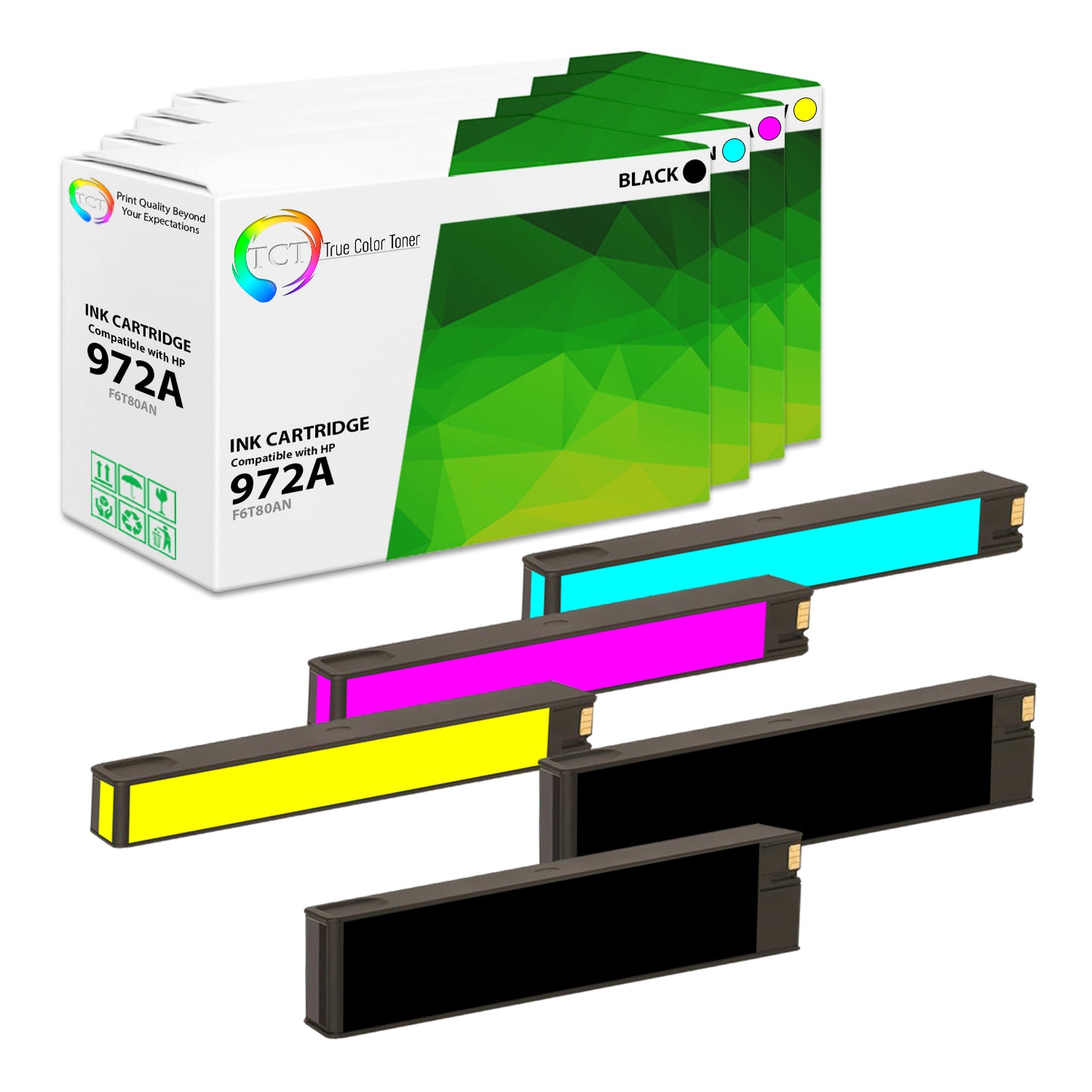 TCT Compatible Ink Cartridge Replacement for the HP 972A Series - 5 Pack (B, C, M, Y)