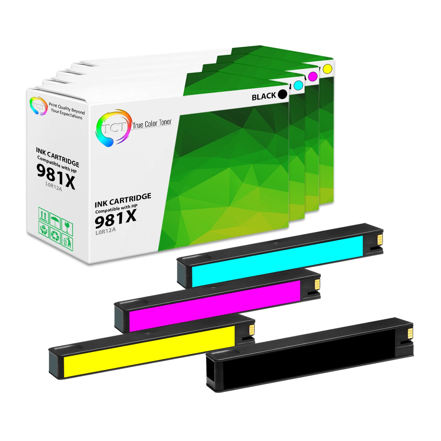TCT Compatible High Yield Ink Cartridge Replacement for the HP 981X Series - 4 Pack (B, C, M, Y)