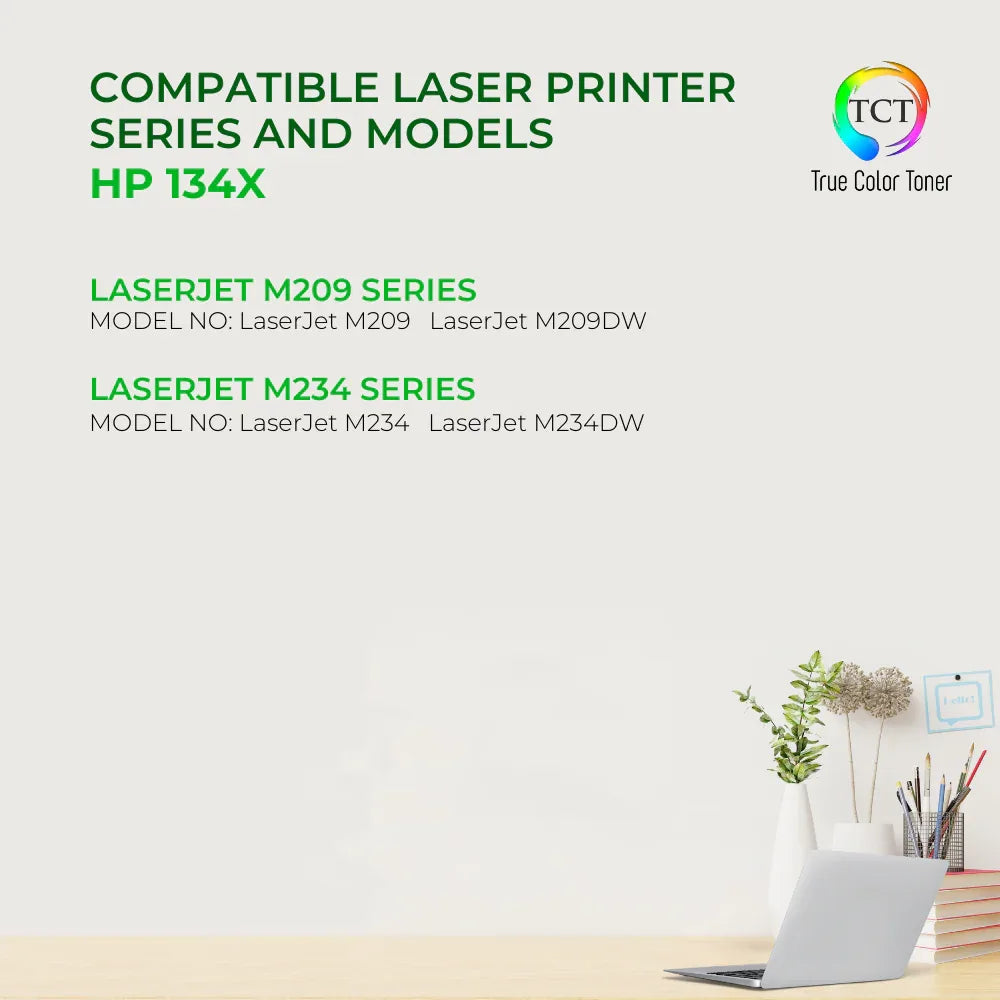 TCT 134X Toner Cartridge - Premium Compatible Replacement for HP 134X W1340X Black High Yield - Not currently compatible with "-e" printers - True Color Toner