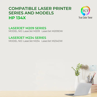 TCT 134X Toner Cartridge - Premium Compatible Replacement for HP 134X W1340X Black High Yield - Not currently compatible with "-e" printers - True Color Toner