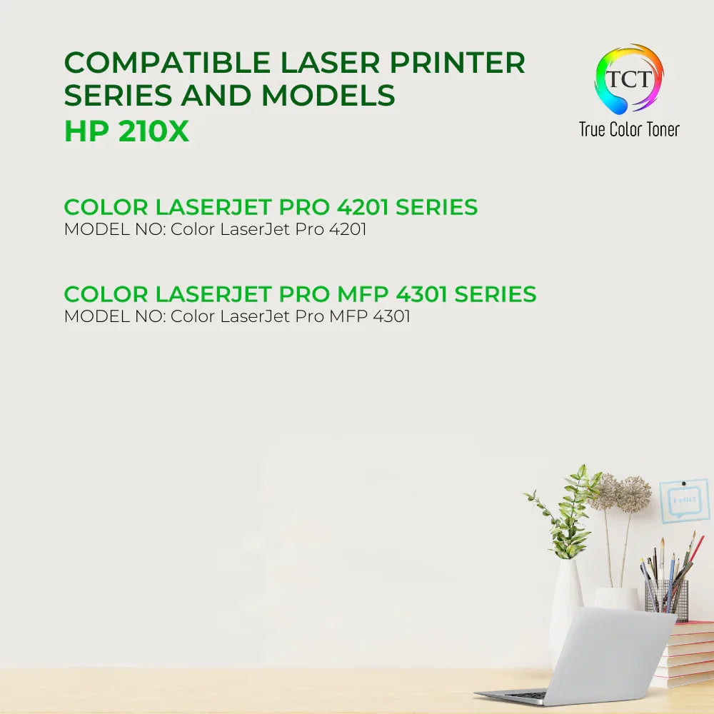 TCT 210X Toner Cartridge 4 Pack - Premium Compatible Replacement for HP 210X W2100X W2101X W2102X W2103X High Yield - True Color Toner