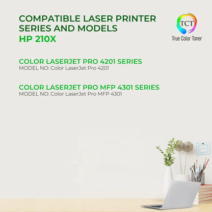 TCT 210X Toner Cartridge 4 Pack - Premium Compatible Replacement for HP 210X W2100X W2101X W2102X W2103X High Yield - True Color Toner