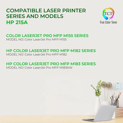 TCT 215A Toner Cartridge 4 Pack - Premium Compatible Replacement for HP 215A W2310A W2311A W2312A W2313A - True Color Toner