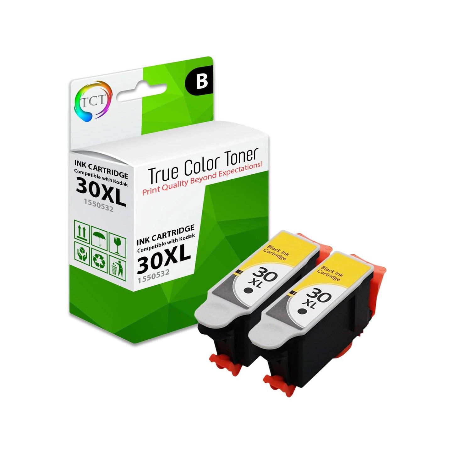 TCT Compatible High Yield Ink Cartridge Replacement for the Kodak 30XL Series - 2 Pack Black