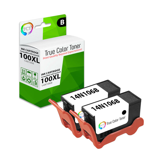 TCT Remanufactured High Yield Ink Cartridge Replacement for the Lexmark 100XL Series - 2 Pack Black