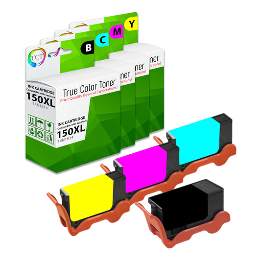 TCT Remanufactured HY Ink Cartridge Replacement for the Lexmark 150XL Series - 4 Pack (B, C, M, Y)