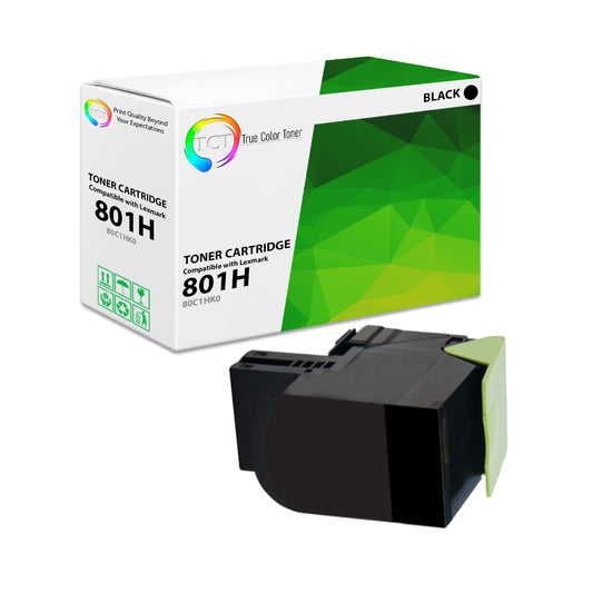 TCT Remanufactured High Yield Toner Cartridge Replacement for the Lexmark 801H Series - 1 Pack Black