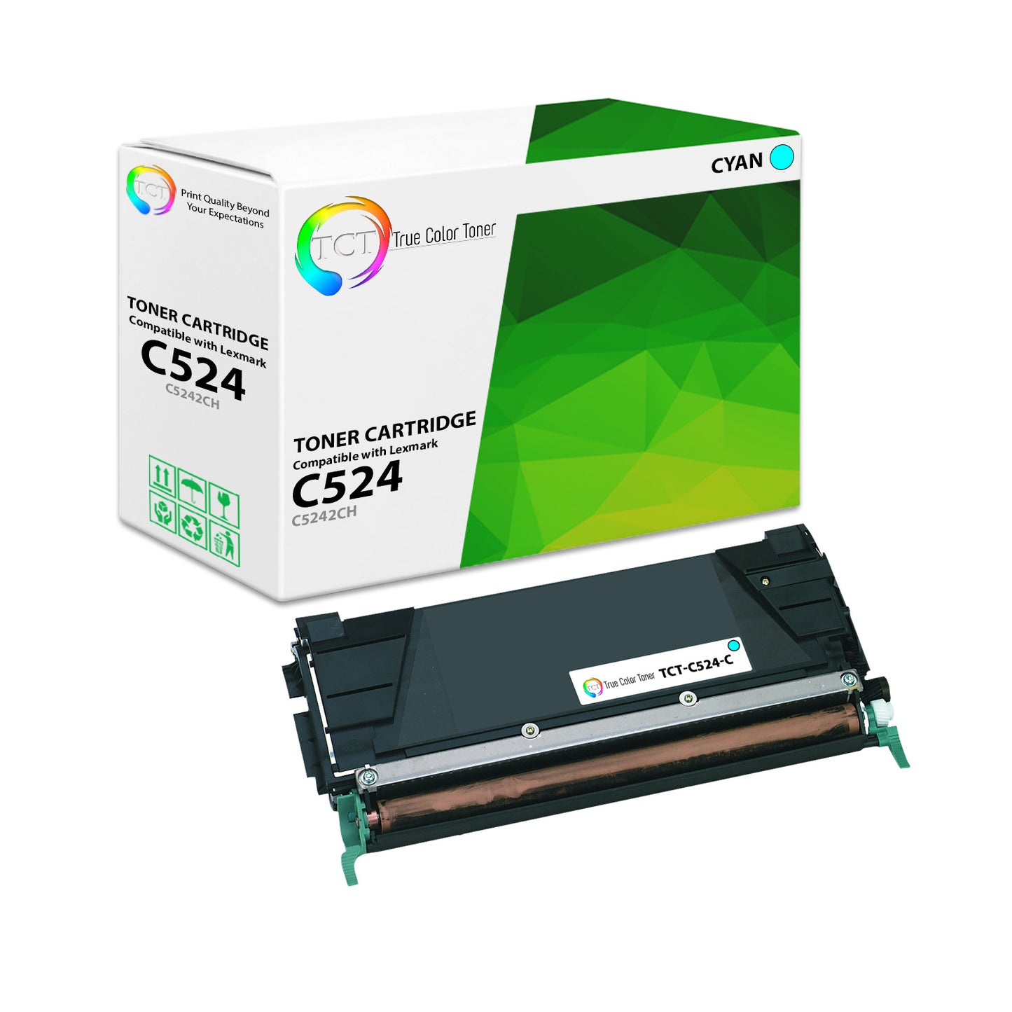 TCT Remanufactured High Yield Toner Cartridge Replacement for the Lexmark C524 Series - 1 Pack Cyan