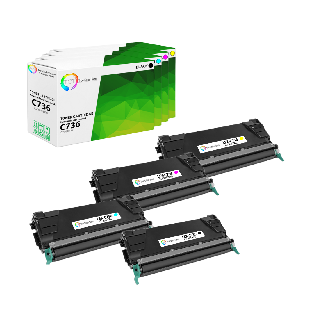 TCT Remanufactured HY Toner Cartridge Replacement for the Lexmark C736 Series - 4 Pack (BK, C, M, Y)