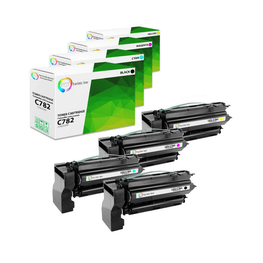 TCT Remanufactured Extra HY Toner Cartridge Replacement for the Lexmark C782 Series - 4 Pack (BCMY)