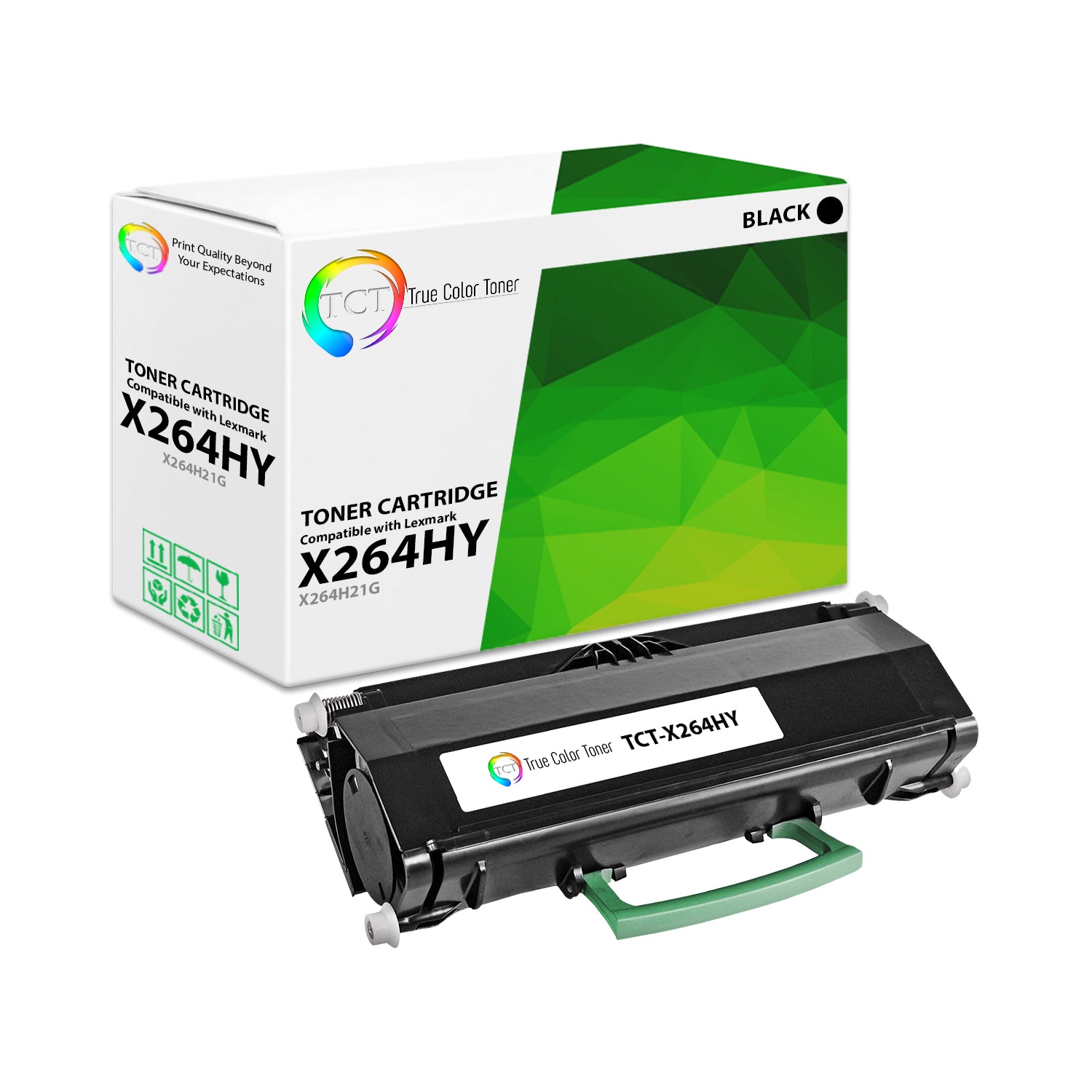 TCT Remanufactured High Yield Toner Cartridge Replacement for the Lexmark X264 Series - 1 Pack Black