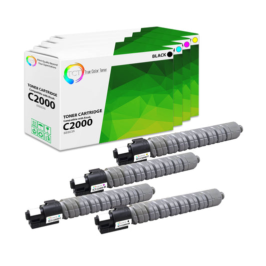 TCT Compatible Toner Cartridge Replacement for the Ricoh C2000 Series - 4 Pack (BK, C, M, Y)
