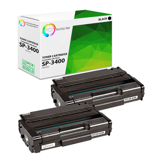 TCT Compatible Toner Cartridge Replacement for the Ricoh SP-3400 Series - 2 Pack Black