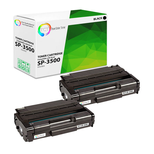 TCT Compatible Toner Cartridge Replacement for the Ricoh SP-3500 Series - 2 Pack Black