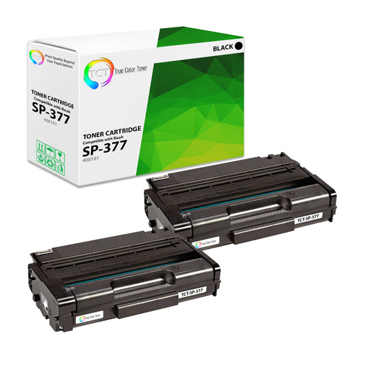 TCT Compatible Toner Cartridge Replacement for the Ricoh SP-377 Series - 2 Pack Black