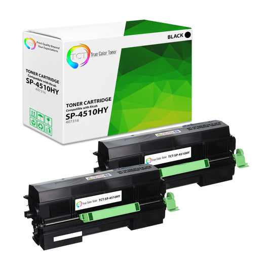 TCT Compatible Extra HY Toner Cartridge Replacement for the Ricoh SP-4510 Series - 2 Pack Black