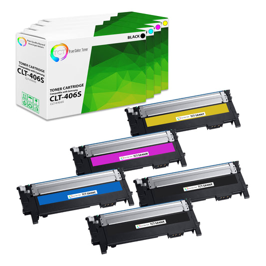TCT Compatible Toner Cartridge Replacement for the Samsung CLT-406S Series - 5 Pack (BK, C, M, Y)