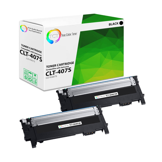 TCT Compatible Toner Cartridge Replacement for the Samsung CLT-407S Series - 2 Pack Black