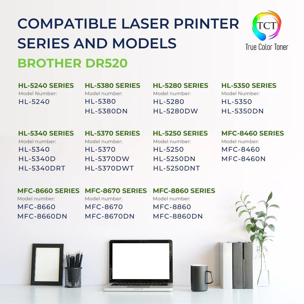 TCT DR520 TAA Compliant Drum Unit - Premium Compatible Replacement for Brother DR-520 DR520 - True Color Toner