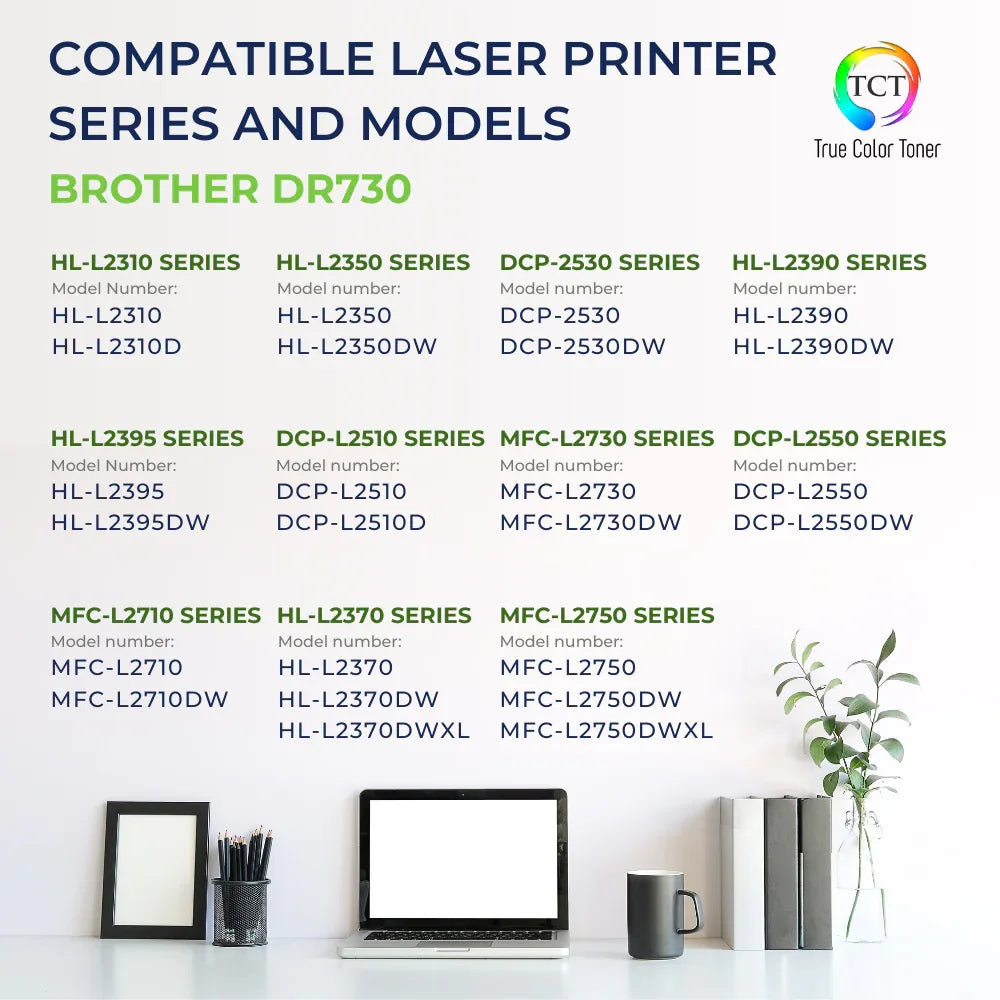 TCT DR730 Drum Unit 2 Pack - Premium Compatible Replacement for Brother DR-730 DR730 - True Color Toner