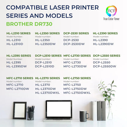 TCT DR730 Drum Unit 2 Pack - Premium Compatible Replacement for Brother DR-730 DR730 - True Color Toner