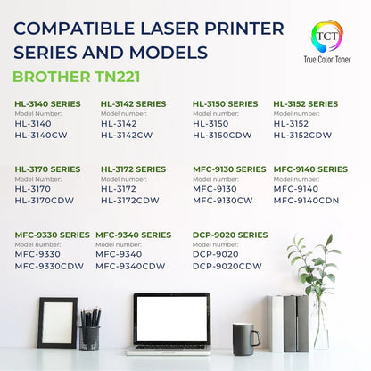 TCT TN221 Color Toner Cartridge 3 Pack - Premium Compatible Replacement for Brother TN-221 TN221C TN221M TN221Y - True Color Toner
