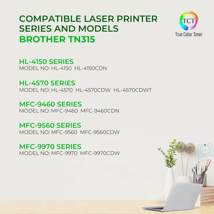 TCT TN315 Black Toner Cartridge - TAA Compliant Compatible Replacement for Brother TN315 TN-315BK Black - True Color Toner