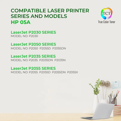 TCT 05A Toner Cartridge - Premium Compatible Replacement for HP 05A CE505A Black - True Color Toner