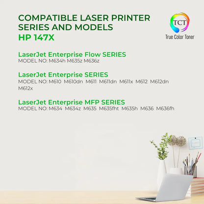 TCT 147X Toner Cartridge - TAA Compliant Compatible Replacement for HP 147X W1470X Black High Yield - True Color Toner