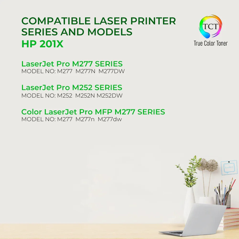 TCT 201X Cyan Toner Cartridge - TAA Compliant Compatible Replacement for HP 201X CF401X High Yield - True Color Toner