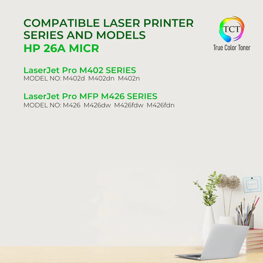 TCT Premium Compatible Toner Cartridge Replacement for HP 26A CF226A MICR - True Color Toner