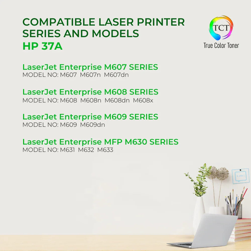 TCT 37A Toner Cartridge - TAA Compliant Compatible Replacement for HP 37A CF237A Black - True Color Toner