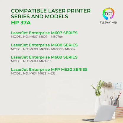 TCT 37A Toner Cartridge - TAA Compliant Compatible Replacement for HP 37A CF237A Black - True Color Toner