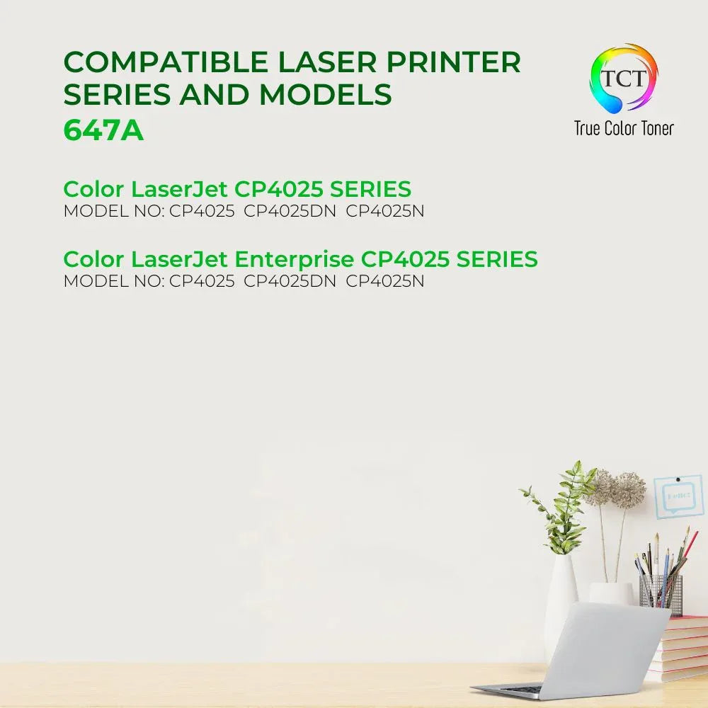 TCT 647A Black Toner Cartridge - TAA Compliant Compatible Replacement for HP 647A CE260A - True Color Toner