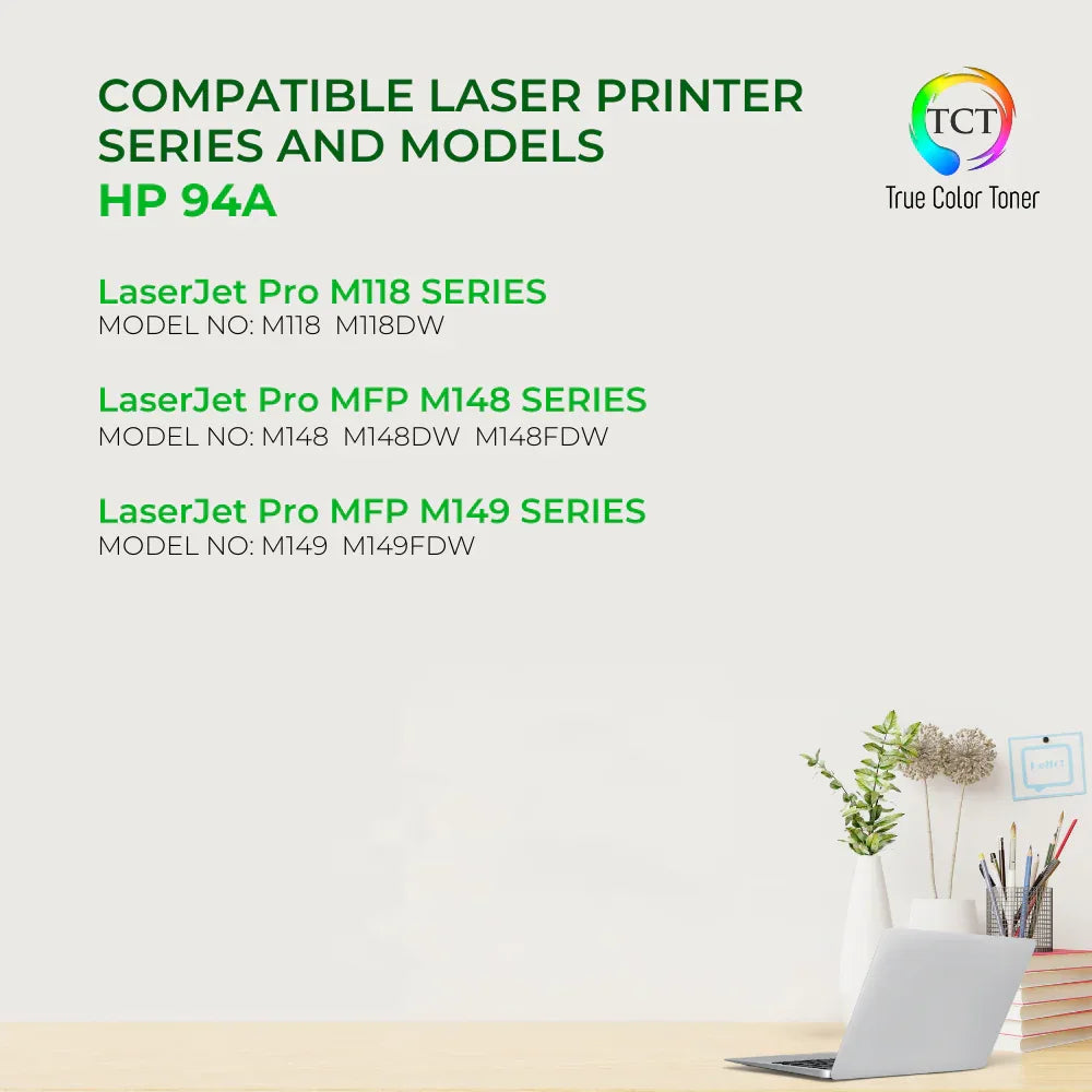 TCT 94A Toner Cartridge - Premium Compatible Replacement for HP 94A CF294A Black - True Color Toner