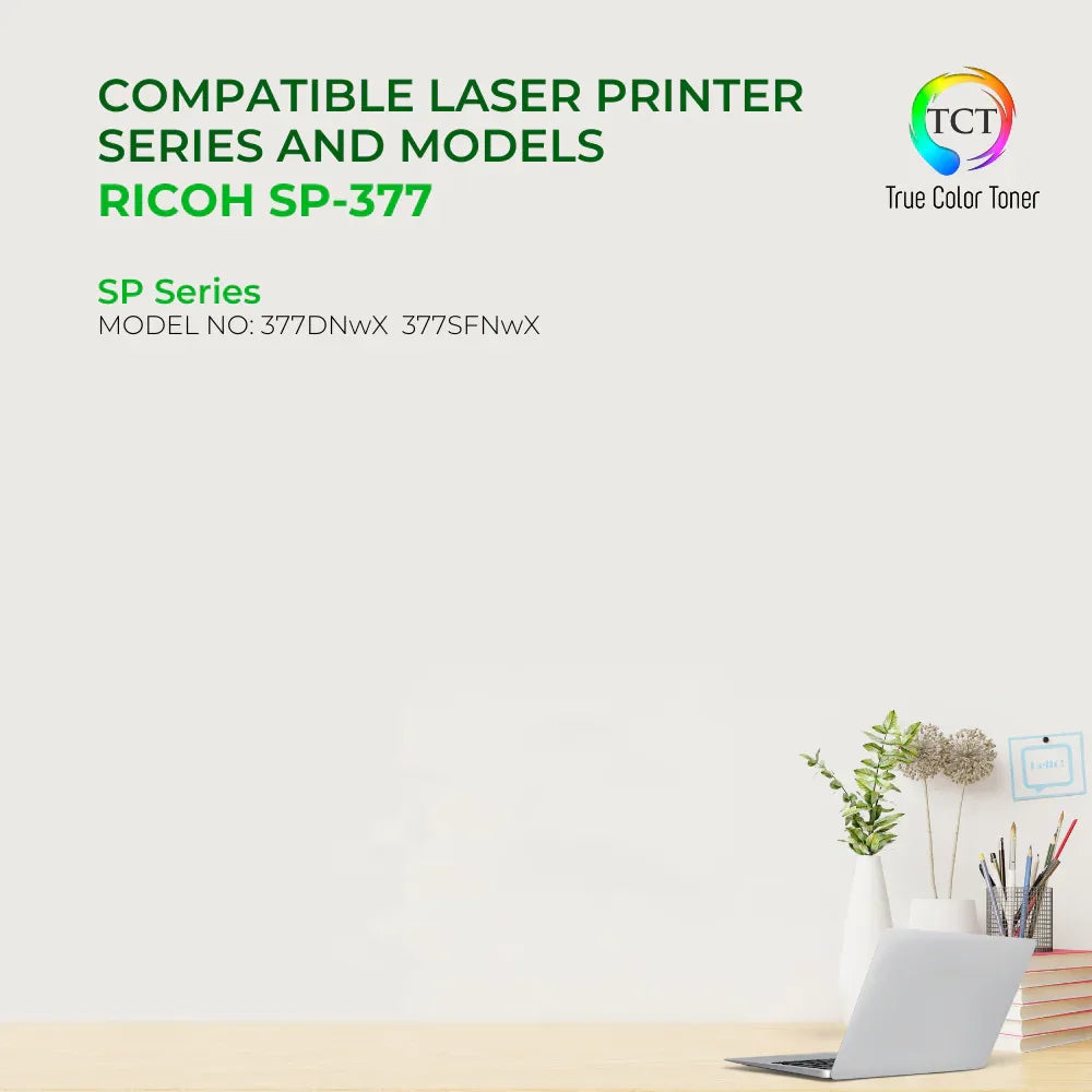 TCT SP-377 Toner Cartridge 2 Pack - Premium Compatible Replacement for Ricoh Aficio SP-377 408161 Black - True Color Toner